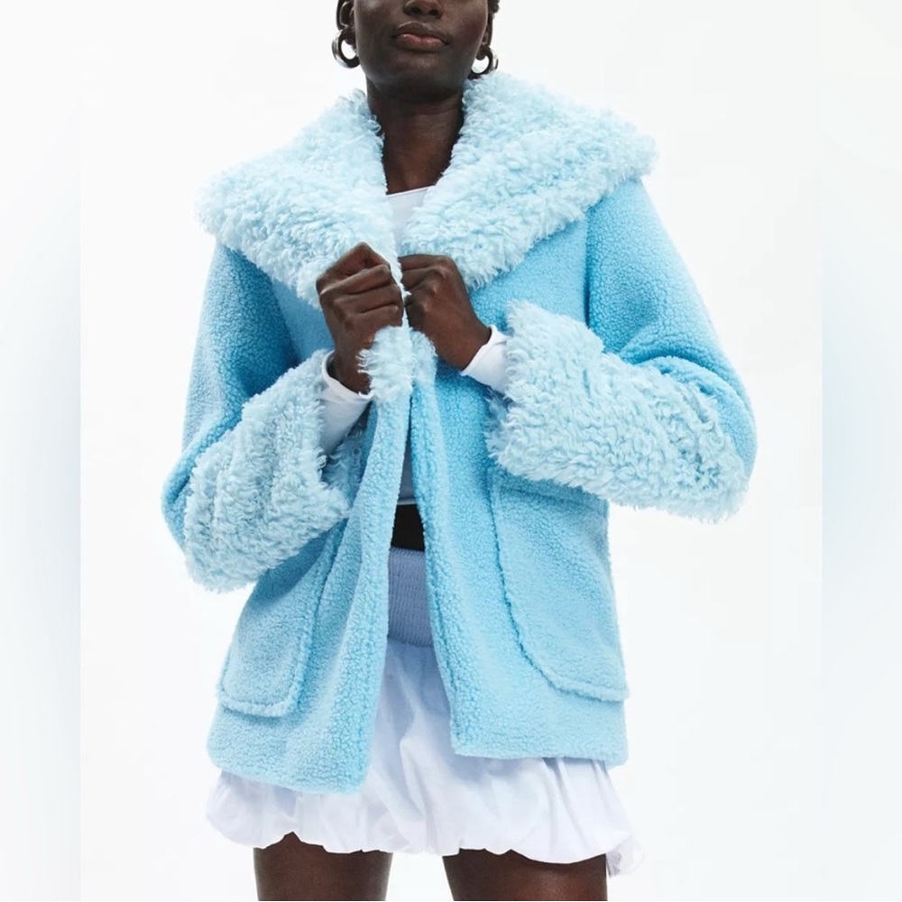 Kimchi Blue Amelia Light Blue Faux Fur Teddy Jacket Fleece Coat NWT (M)